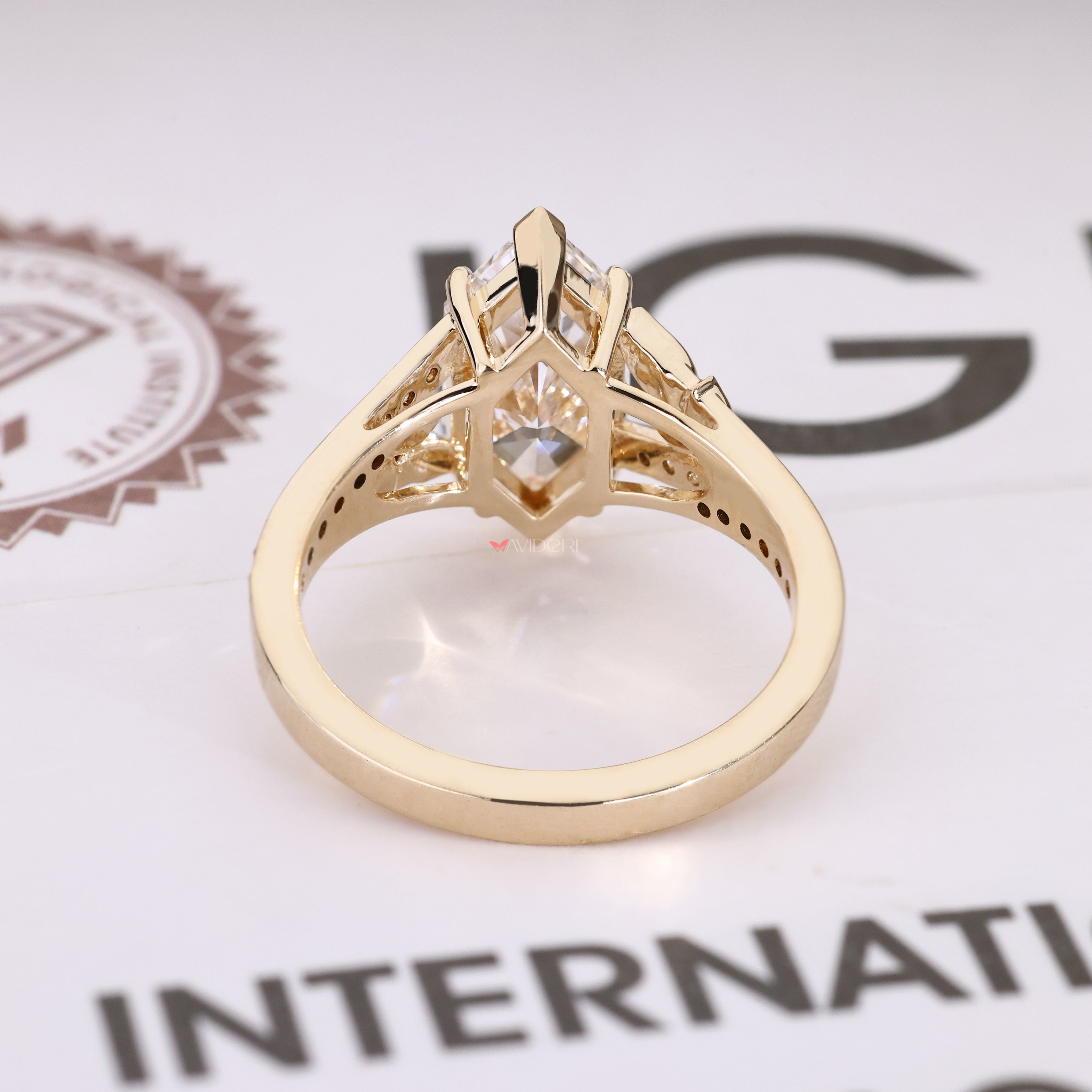 Dutch marquise ring with two V prong setting.
