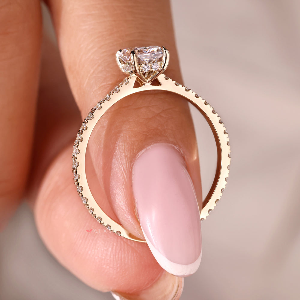 Yellow gold engagement ring, avideri engagement ring, round diamond ring.