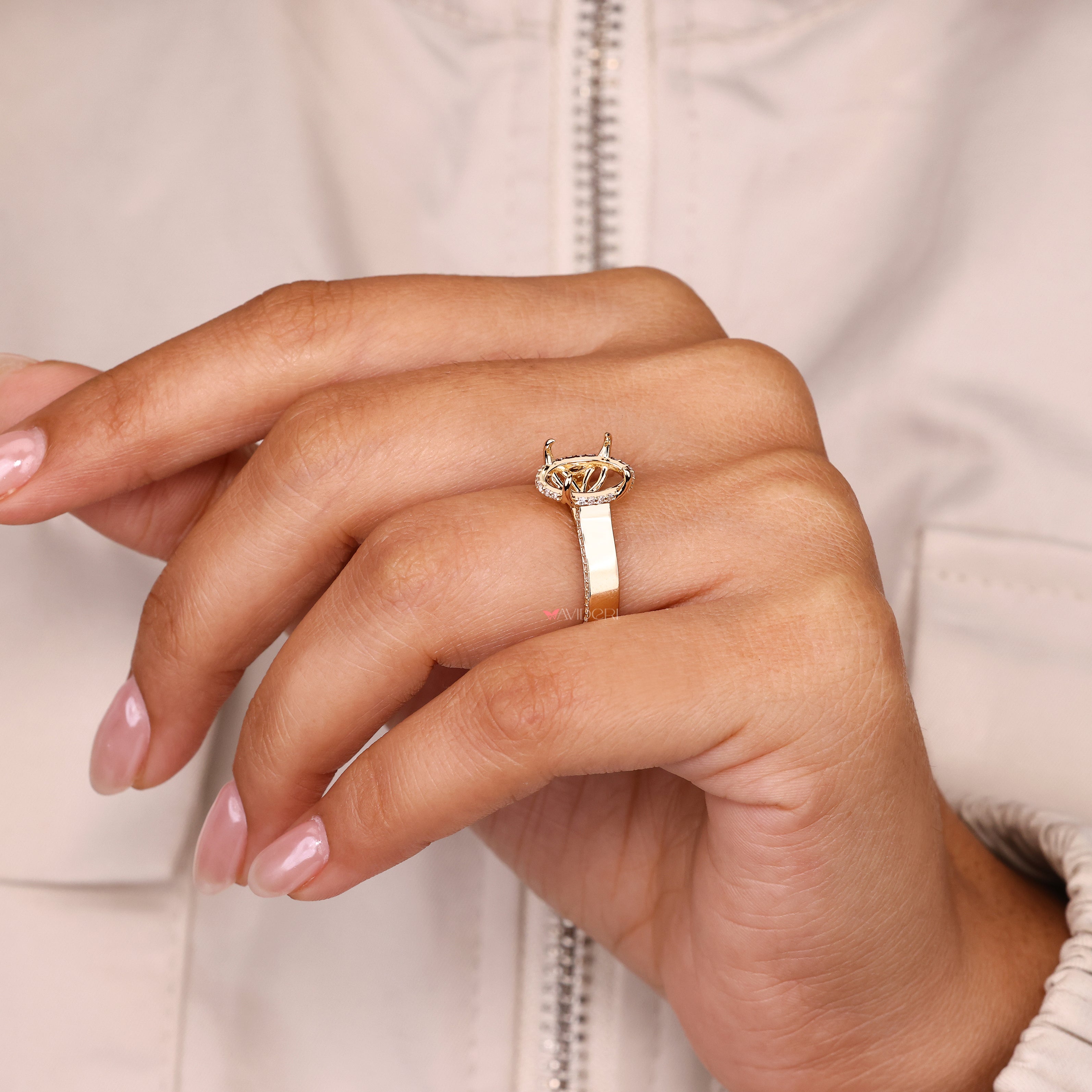 Lab grown semi mount ring IGI certified.
