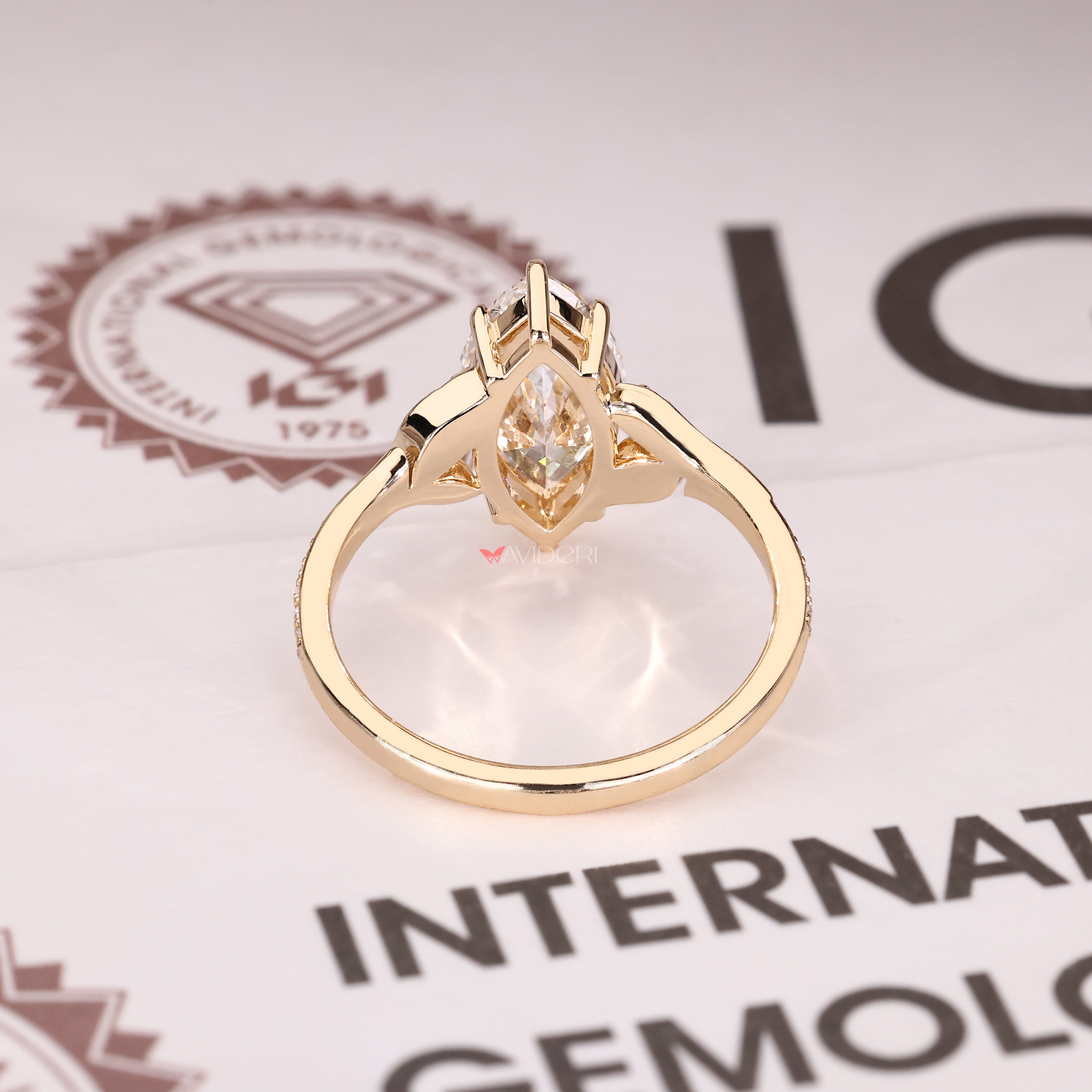Lab grown nature inspired ring with six claw prongs
