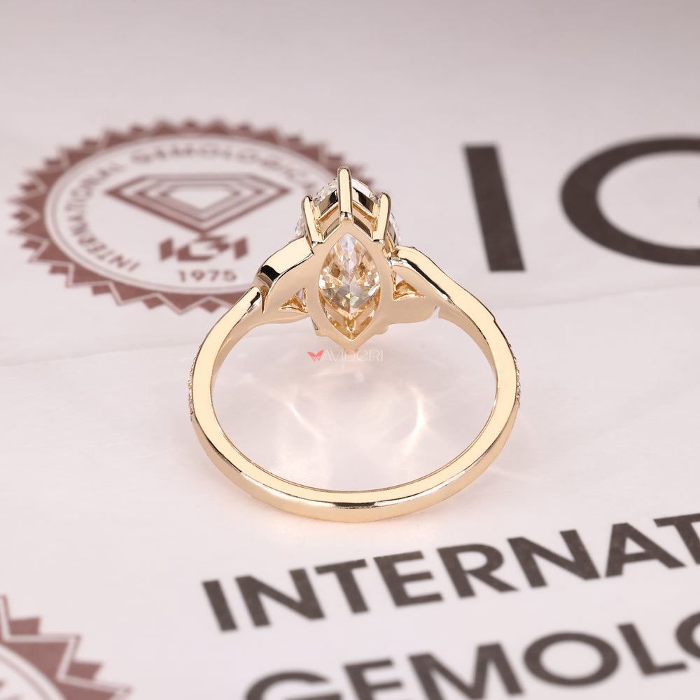 Lab grown nature inspired ring with six claw prongs
