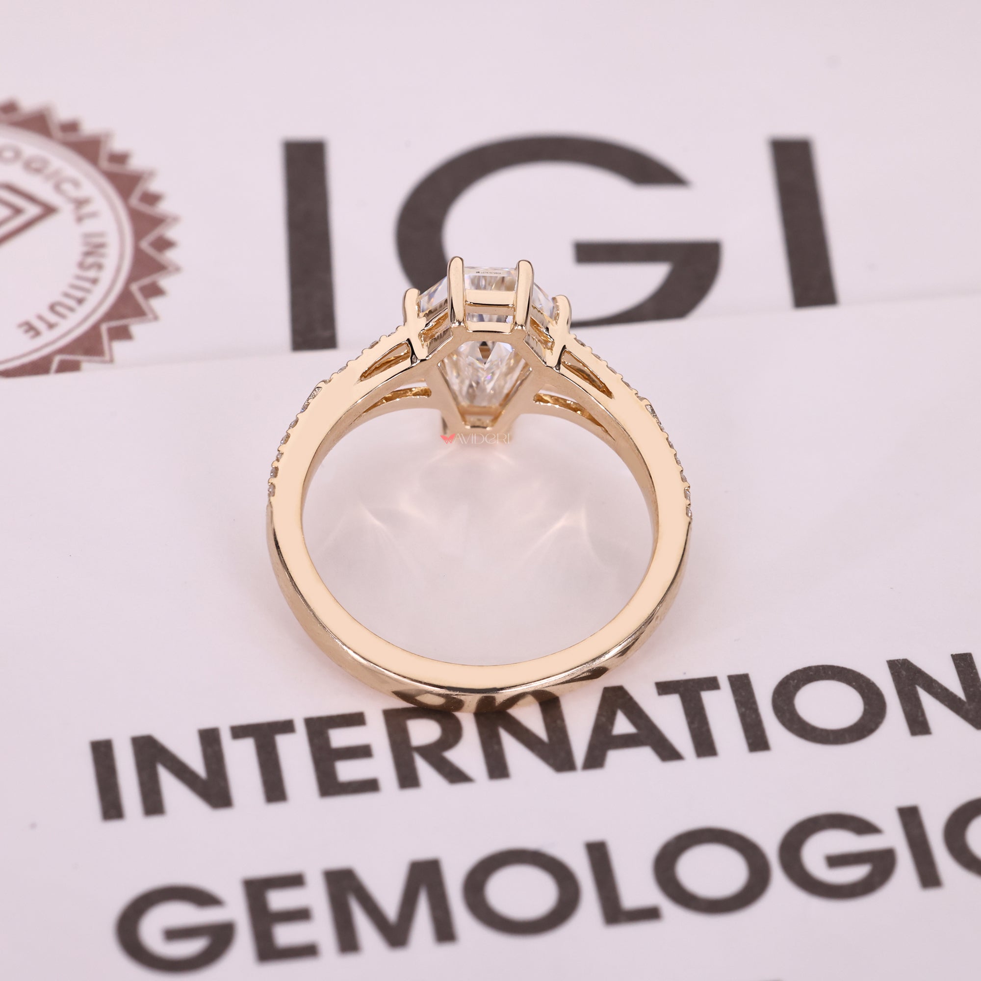 Yellow Gold Split Shank Diamond Engagement Ring.