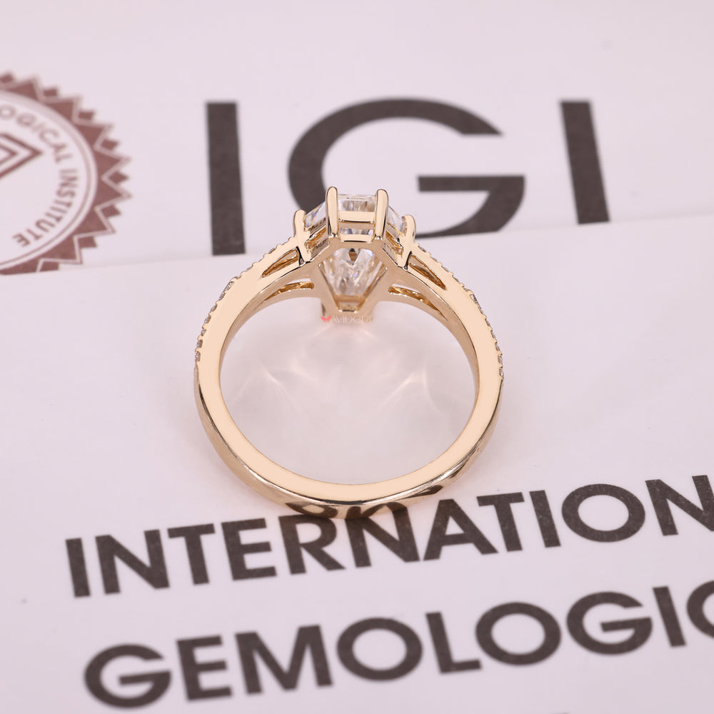 Yellow Gold Split Shank Diamond Engagement Ring.